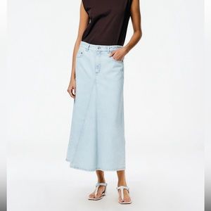 Tibi Denim Godet Midi Skirt